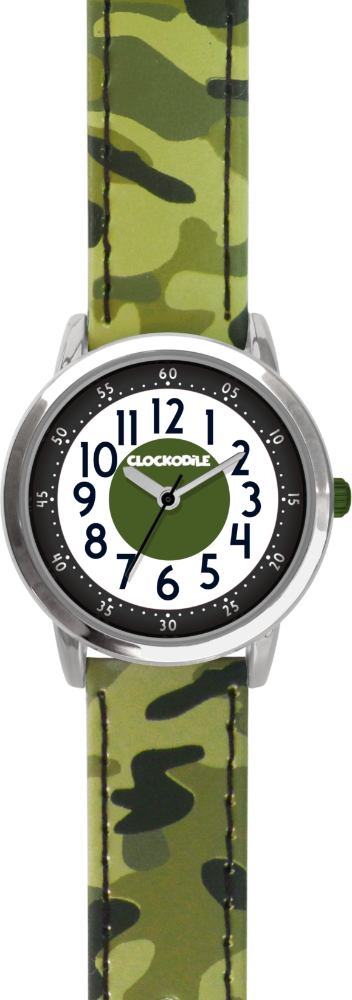 CLOCKODILE Svítící zelené chlapecké dětské hodinky CLOCKODILE ARMY s maskáčovým vzorem CWB0031