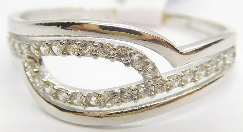 Klenoty Budín Dámský zlatý prsten z bílého zlata se zirkony 585/1,52gr vel. 54 H704