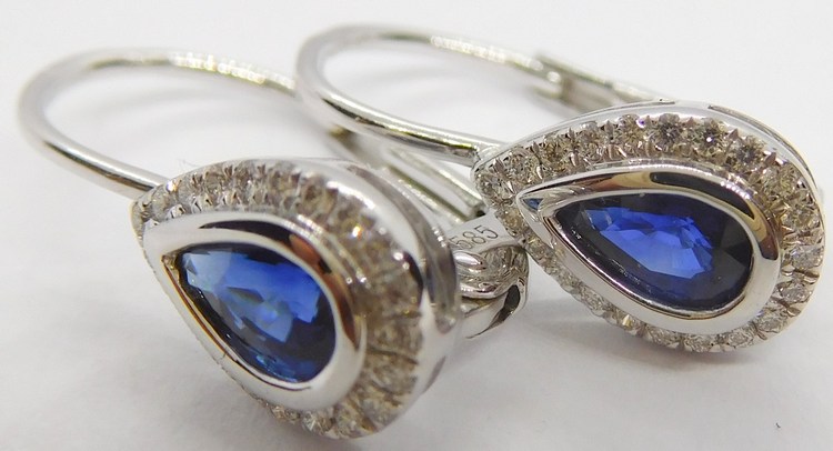 Klenoty Budín Diamantové zlaté náušnice s diamanty a modrými safíry 2x0,53CT 585/1,70gr 3881353