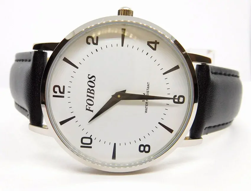 Foibos Pánské elegantní černé ocelové voděodolné hodinky Foibos CK1647.1 - 5ATM