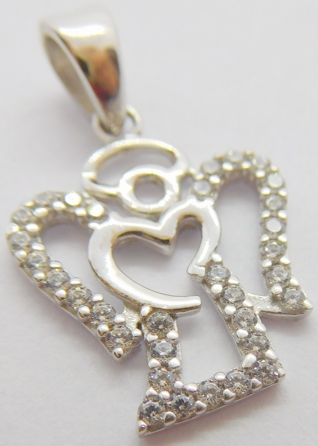 Klenoty Budín Zlatý přívěsek - zlatý andělíček posetý zirkony pro štěstí 585/1,07gr HK3043