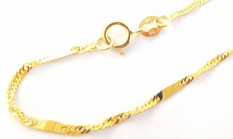 Klenoty Budín Zlatý pevný silný náramek twist s destičkami 585/0,77gr 18cm HK7144