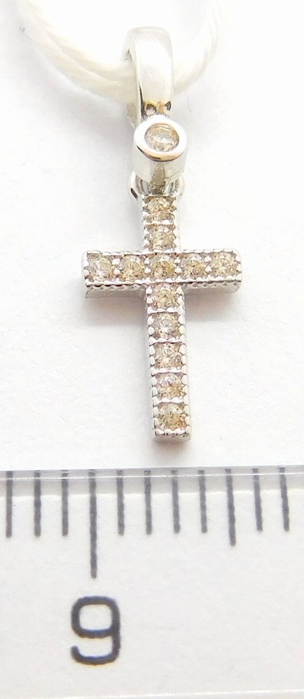 Klenoty Budín Dámský zlatý přívěsek křížek se zirkony v bílém zlatě 585/0,51gr GUPWB-35441