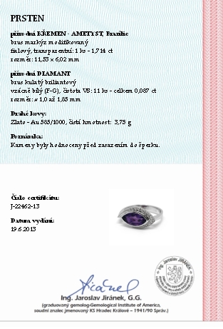 Diamantový prsten s brazilským ametystem (1,714ct) 585/3,75 gr J-22462-13 POŠTOVNÉ ZDARMA!