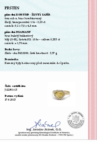 Diamantový prsten se žlutým safírem (2,20ct) 585/3,37 gr J-22501-13 POŠTOVNÉ ZDARMA!