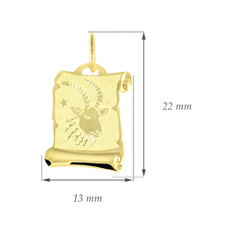 GEMMAX Zlatý přívěsek na pergamenu s gravírováním - znamení KOZOROH 585/0,50gr  GUPYN-58091 