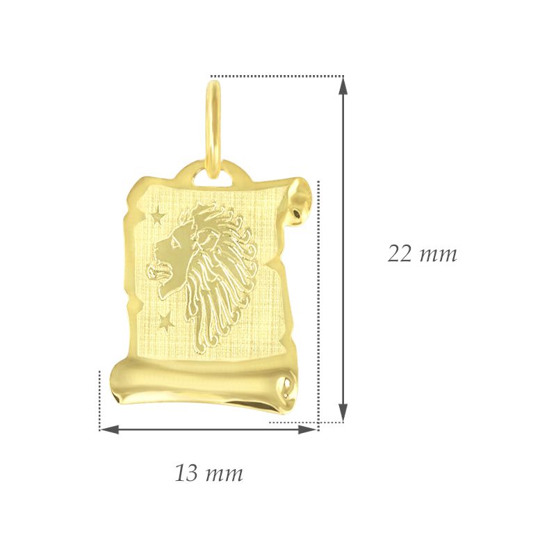 GEMMAX Zlatý přívěsek na pergamenu s gravírováním - znamení LEV 585/0,50gr GUPYN-58011 