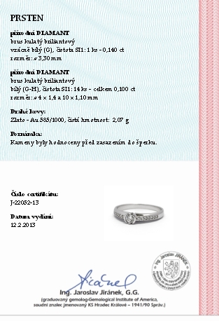 Luxusní zásnubní diamantový prsten přírodní diamant 585/2,07 gr J-22052-13 POŠTOVNÉ ZDARMA!
