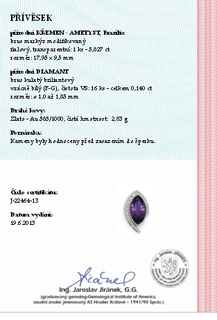 Diamantový zlatý přívěsek s brazilským ametystem 585/2,83 gr J-22464-13 POŠTOVNÉ ZDARMA!