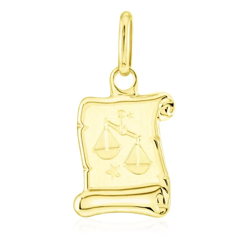 GEMMAX Zlatý přívěsek na pergamenu s gravírováním - znamení VÁHY 585/0,37gr GUPYN-43081 MALY