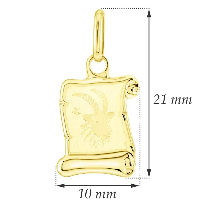 GEMMAX Zlatý přívěsek na pergamenu s gravírováním - znamení KOZOROH 585/0,37gr GUPYN-42991 MALY