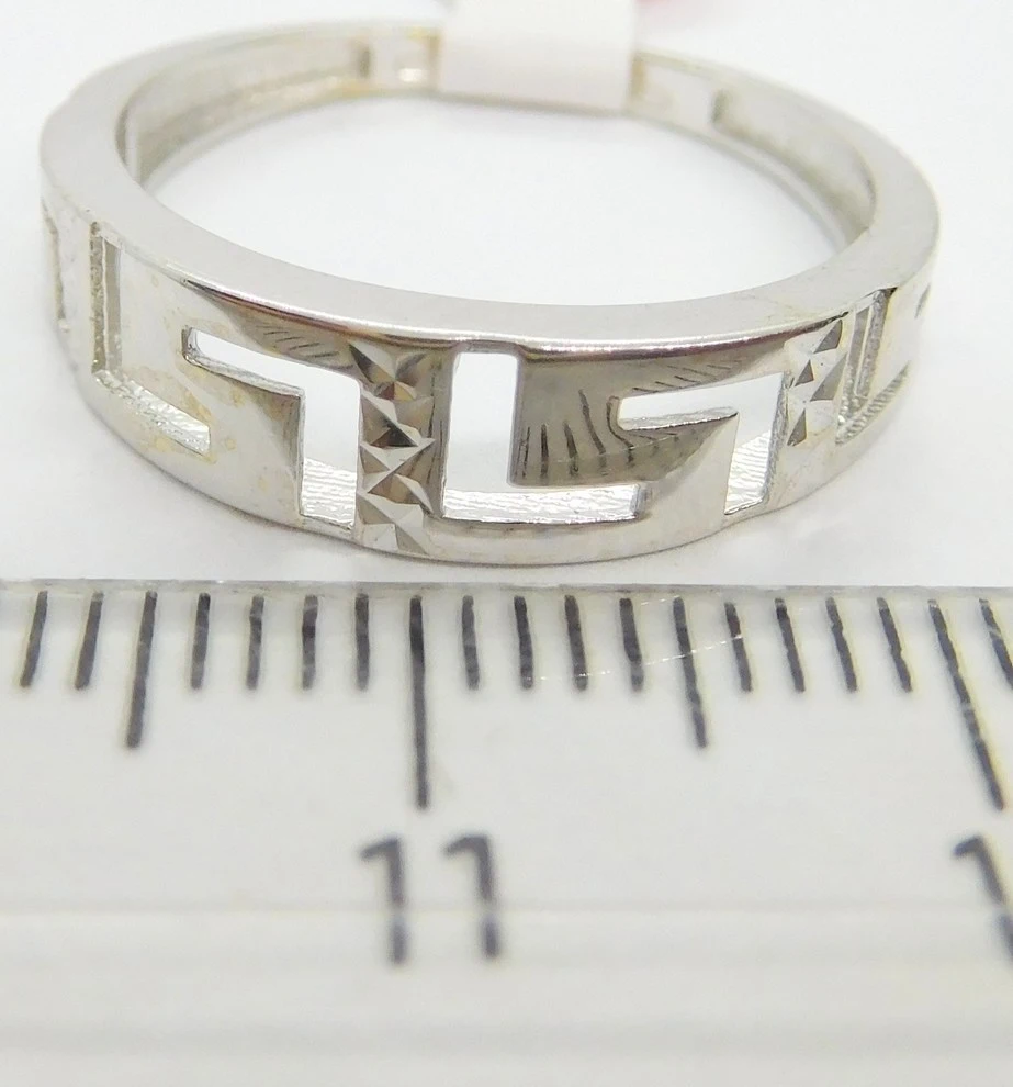 Klenoty Budín Dámský prsten z bílého zlata s gravírováním - řecký typ 585/1,69gr vel. 54 HK1149