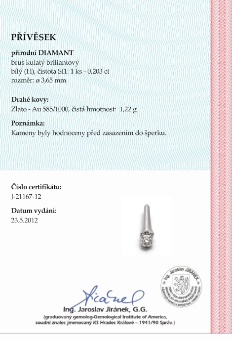 Diamantový zlatý přívěsek s přírodními diamanty 585/1,22 gr J-21167-12 POŠTOVNÉ ZDARMA!