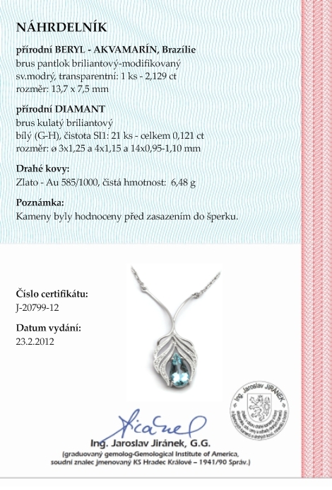 Diamantový zlatý přívěsek s brazilským akvamarínem 585/6,48 gr J-20799-12 POŠTOVNÉ ZDARMA!