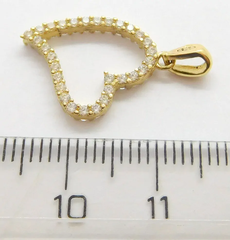 Klenoty Budín Dámský zlatý přívěsek se zirkony velké srdíčko 585/1,28gr H335