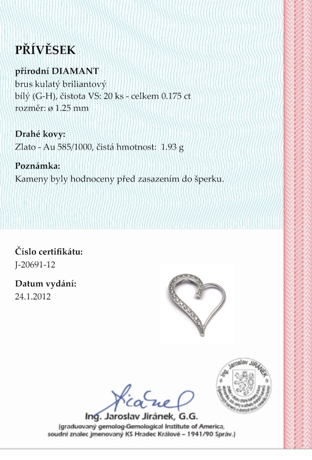 Diamantový zlatý přívěsek s pravými diamanty 585/1,93 gr J-20691-12 POŠTOVNÉ ZDARMA!