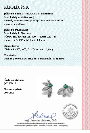 Zlaté náušnice s kolumbijskými smaragdy a diamanty 585/2,09 gr J-22557-13 POŠTOVNÉ ZDARMA!