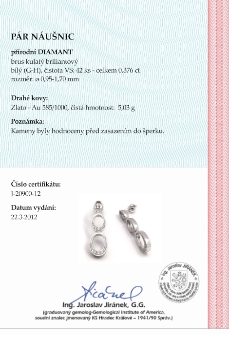 Zlaté luxusní náušnice s přírodními diamanty 585/5,03 gr J-20900-12 POŠTOVNÉ ZDARMA!