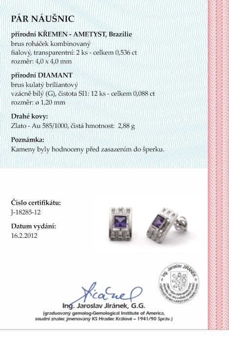 Diamantové náušnice s brazilskými ametysty a diamanty 585/2,88 gr J-18285-12 POŠTOVNÉ ZDARMA!