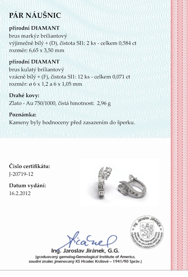 Luxusní diamantové náušnice se vzácnými diamanty 585/2,96 gr J-20719-12 POŠTOVNÉ ZDARMA!