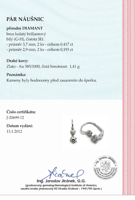 Diamantové náušnice s přírodními vzácnými diamanty 585/1,41 gr J-20699-12 POŠTOVNÉ ZDARMA!