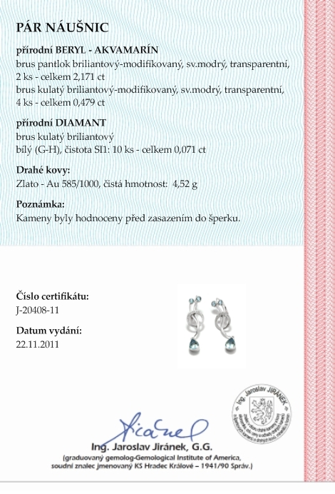Luxusní náušnice s přírodními vzácnými akvamaríny 585/4,52 gr J-20408-11 POŠTOVNÉ ZDARMA!