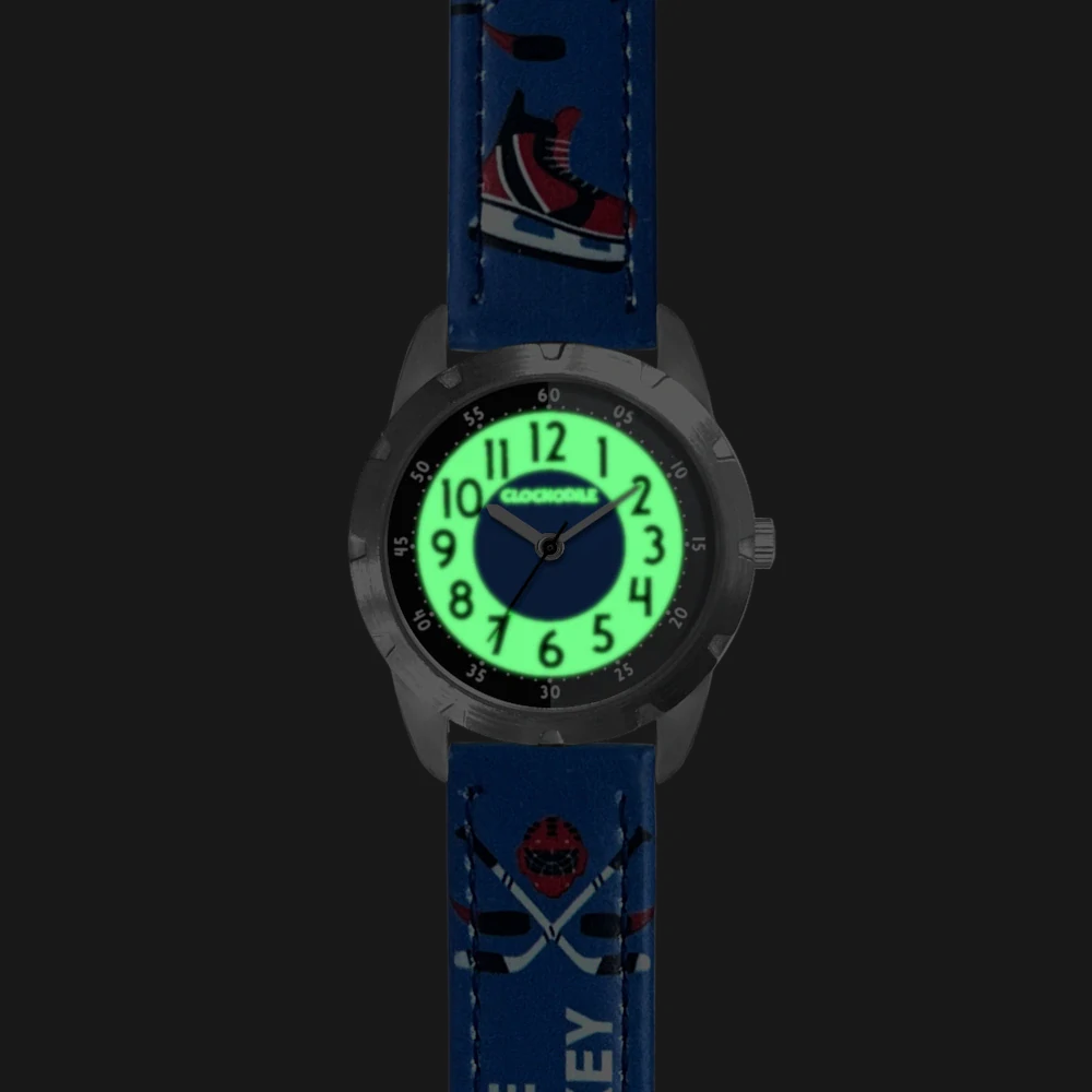 CLOCKODILE Dětské svítící šedé chlapecké hodinky HOKEJ  CWB0112