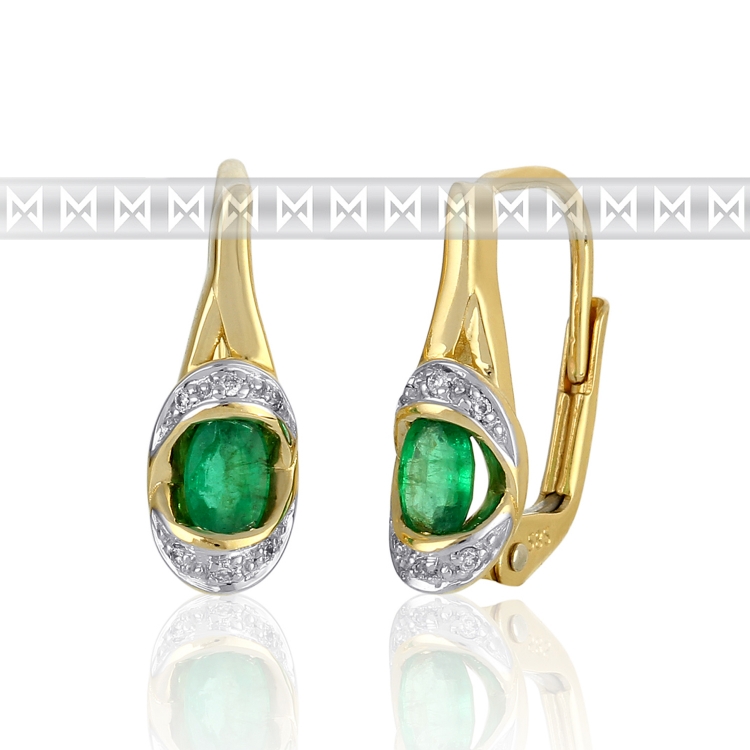 Diamantové zlaté náušnice s přírodnými zelenými pravými smaragdy 3830932 POŠTOVNÉ ZDARMA!