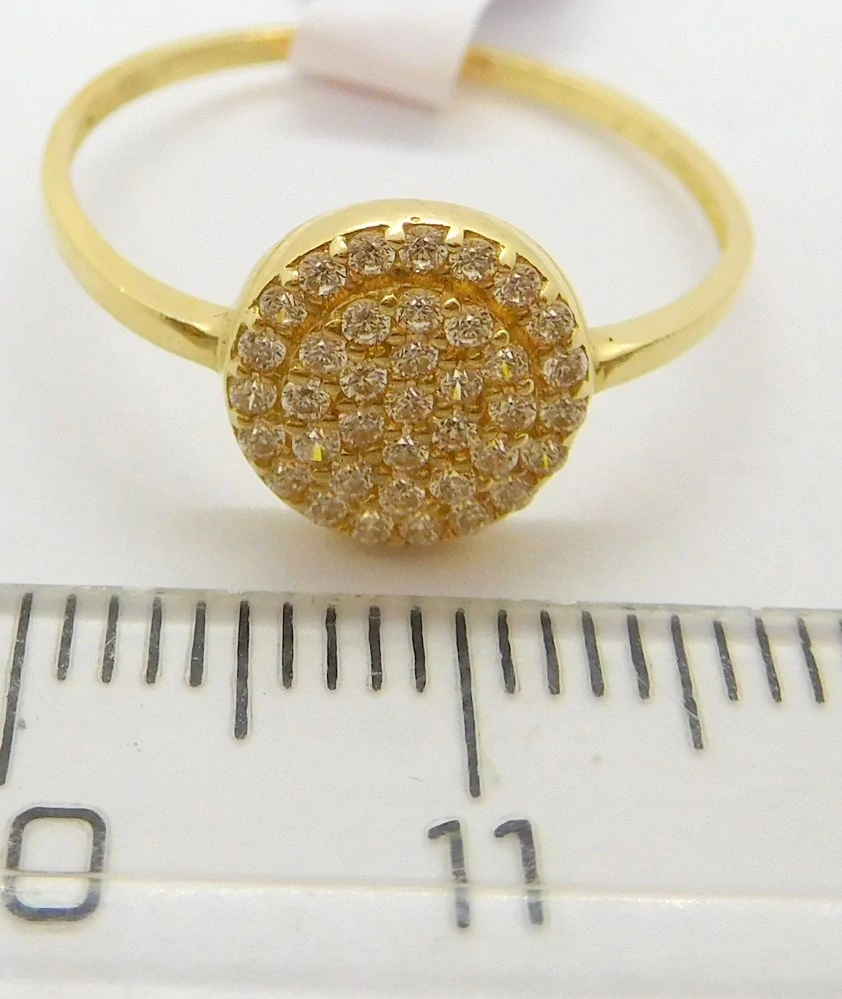 Klenoty Budín Dámský prsten ze žlutého zlata posetý mnoha zirkony 585/1,21gr vel. 56 HK1173