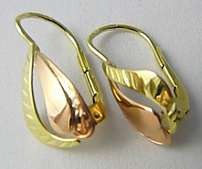 Klenoty Budín Velké dámské zlaté náušnice z dvojího zlata 585/1,65gr 231040856