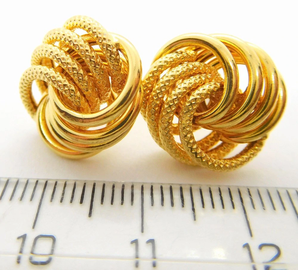 Klenoty Budín Dámské mohutné gravírované zlaté náušnice velké pecky 585/3,85gr HK2314