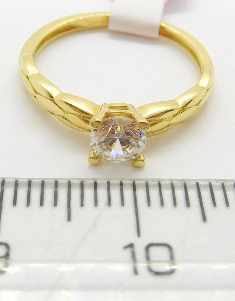 Klenoty Budín Zásnubní dámský zlatý prsten s čirým zirkonem 585/1,22gr vel. 49 HK1179