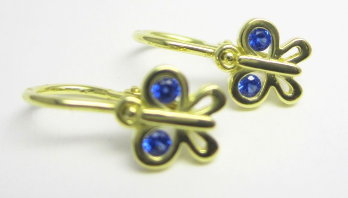 Klenoty Budín Dětské náušnice s modrým safírem - motýlek 585/1,09gr 236041232
