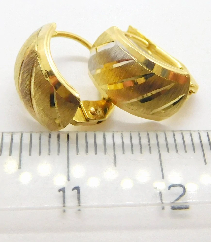 Klenoty Budín Dámské gravírované náušnice z bílého a žlutého zlata 585/1,66gr HK2340