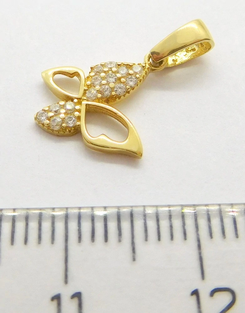 Klenoty Budín Dámský zlatý přívěsek se zirkony motýlek 585/0,62gr 02889