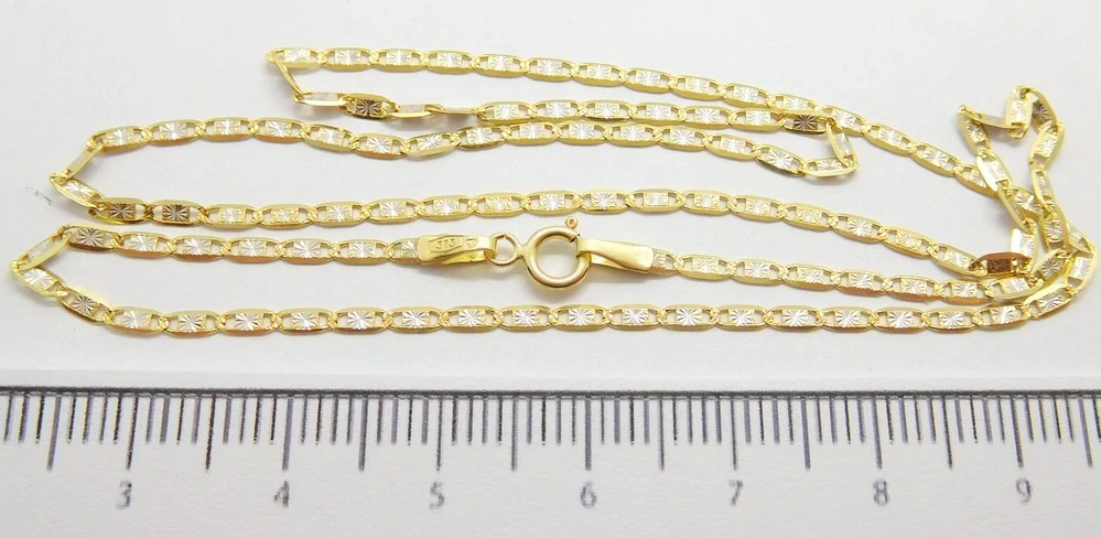 Klenoty Budín Dámský zlatý gravírovaný řetízek z bílého a žlutého zlata zrcátka 585/2,40gr 50cm HK6301