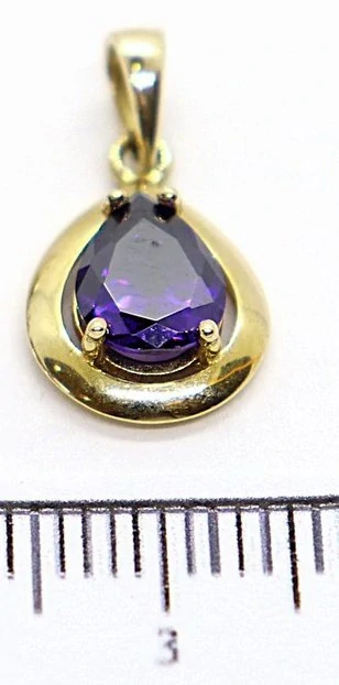 Klenoty Budín Dámský zlatý přívěsek s fialovým ametystem 585/1,09gr HK3256