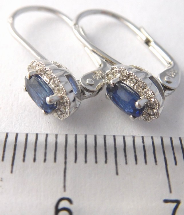 Luxusní diamantové náušnice z bílého zlata s modrými safíry 585/2,10gr 3880447