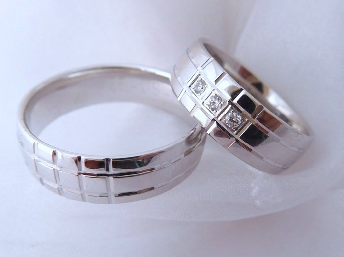 Exkluzivní zlaté snubní prsteny Couple 585/1000 s diamanty 65US1