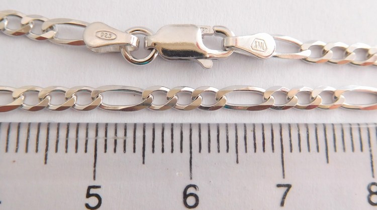 Klenoty Budín Pánský stříbrný rhodiovaný řetízek 50cm FIGARO šíře 2,5mm 925/1000 5,21gr 030239600040