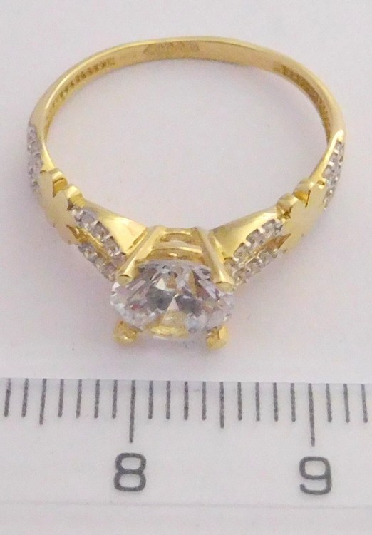 Klenoty Budín Krásný mohutný zásnubní zlatý prsten se zirkonem 585/1,97gr vel. 55 HK1039