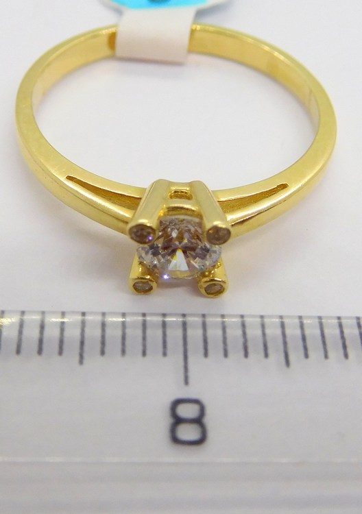 Klenoty Budín Krásný mohutný zásnubní zlatý prsten se zirkonem 585/2,12gr vel. 56 HK1008