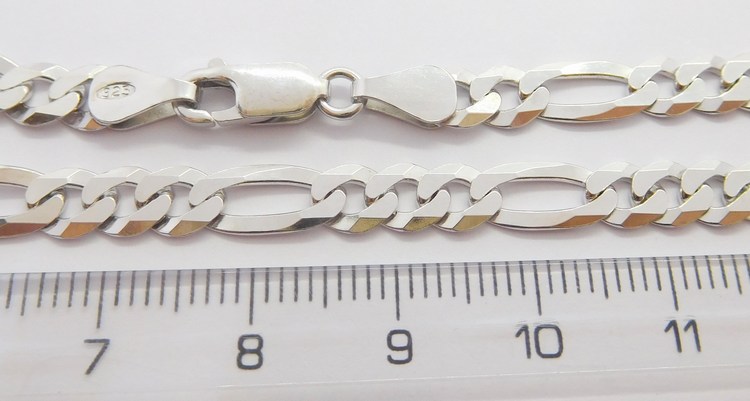 Klenoty Budín Pánský mohutný stříbrný rhodiovaný řetěz (řetízek) 60cm FIGARO šíře 5mm 925/1000 14,98gr 030237900051