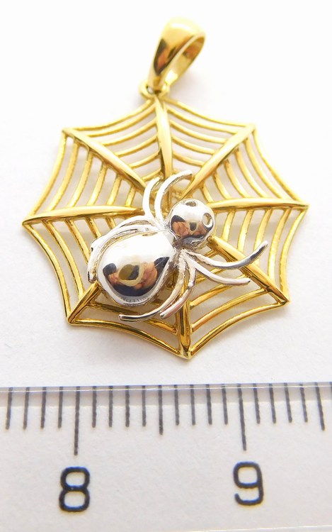Klenoty Budín Velký přívěsek z bílého a žlutého zlata pavouček 585/1,68gr HK3081