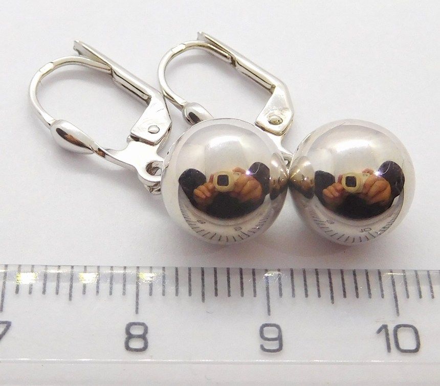 Klenoty Budín Mohutné dámské visací zlaté náušnice z bílého zlata - koule 585/3,00gr HK2090