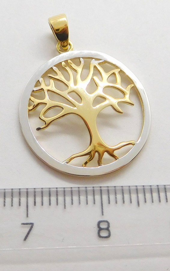 Klenoty Budín Zlatý přívěsek z bílého a žlutého zlata STROM ŽIVOTA 585/1,52gr HK3089