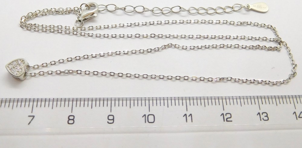 Klenoty Budín Dámský stříbrný náhrdelník se zirkony srdce 925/1000 40+5cm 030919800005