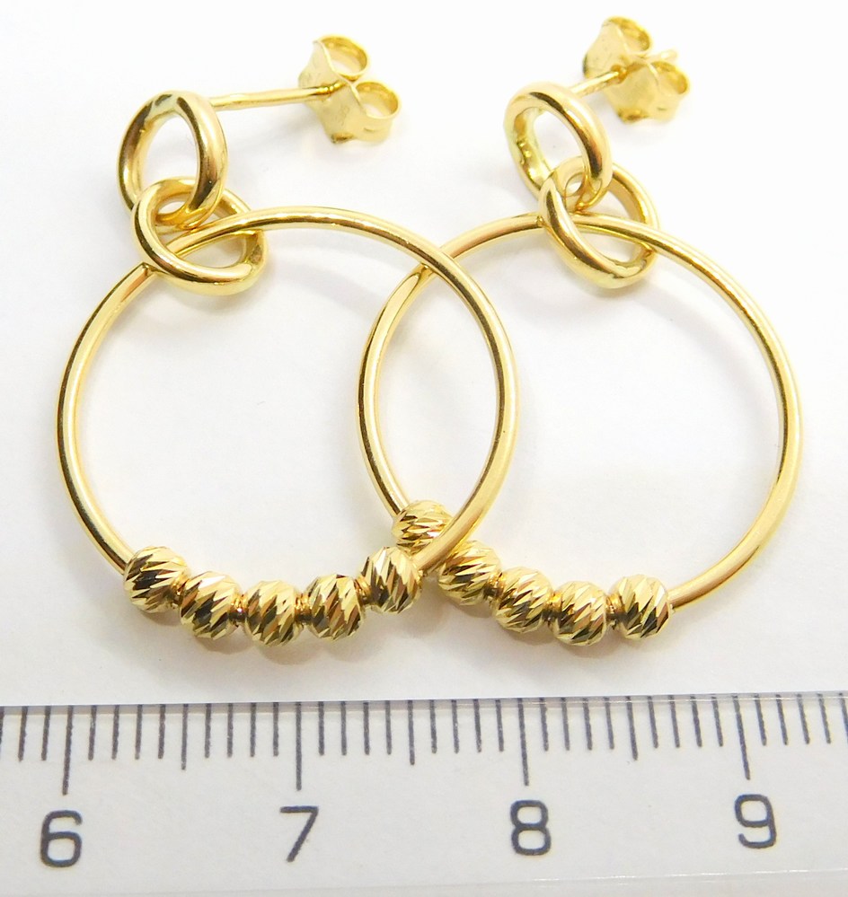 Klenoty Budín Dámské visací gravírované zlaté náušnice na puzetku 585/2,48gr HK2212