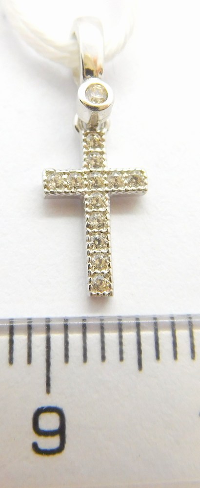 Klenoty Budín Dámský zlatý přívěsek křížek se zirkony v bílém zlatě 585/0,51gr GUPWB-35441