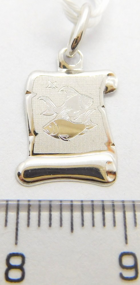 Klenoty Budín Zlatý přívěsek znamení RYBY v bílém zlatě na pergamenu 585/0,34gr GUPWN-43131